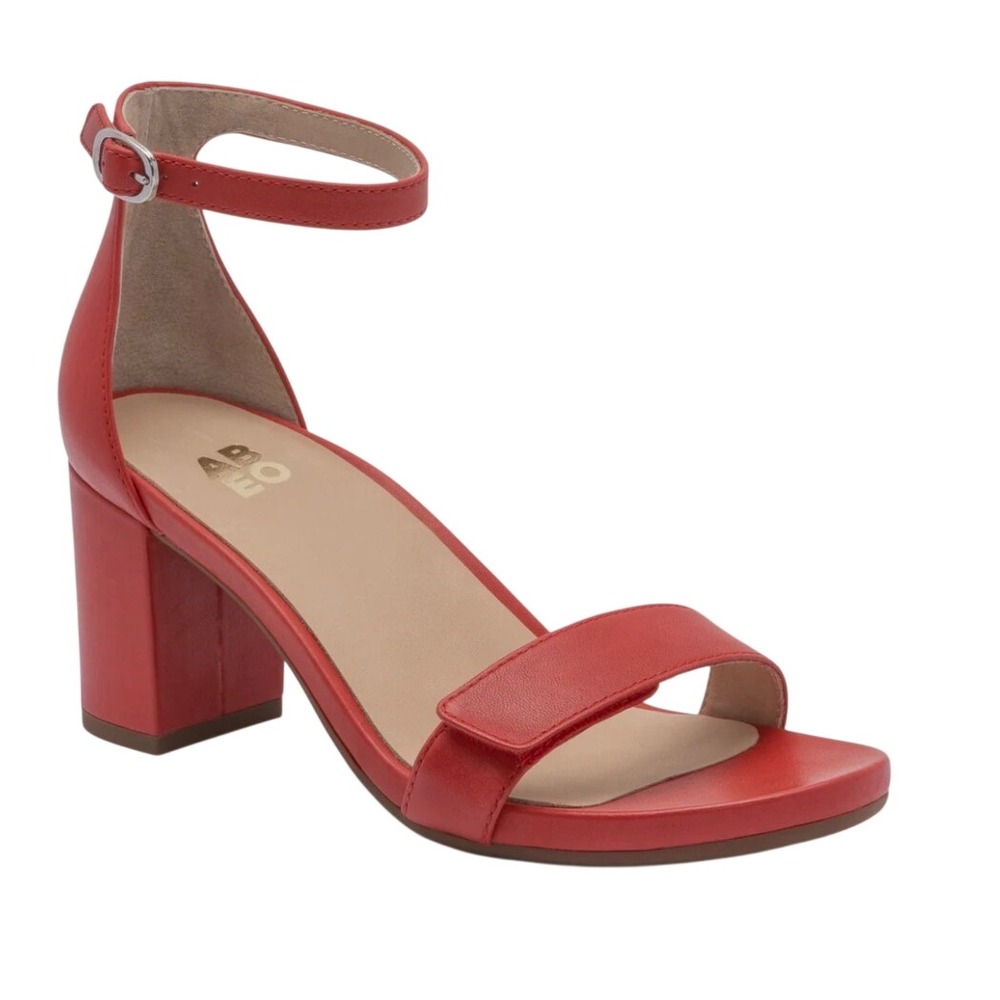 ABEO Tempo Strappy Red Leather Block Heel Sandals Womens 8.5 Nectar 53838 NEW